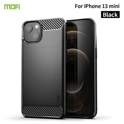 For iPhone 13 mini MOFI Gentleness Series Brushed Texture Carbon Fiber Soft TPU Case  (Black) - iPhone 13 mini Cases by MOFI | Online Shopping UK | buy2fix
