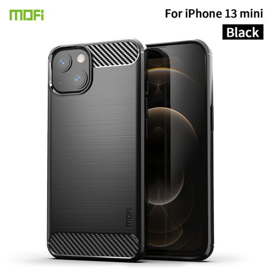 For iPhone 13 mini MOFI Gentleness Series Brushed Texture Carbon Fiber Soft TPU Case  (Black) - iPhone 13 mini Cases by MOFI | Online Shopping UK | buy2fix
