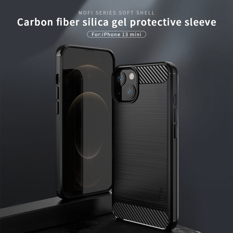 For iPhone 13 mini MOFI Gentleness Series Brushed Texture Carbon Fiber Soft TPU Case  (Black) - iPhone 13 mini Cases by MOFI | Online Shopping UK | buy2fix