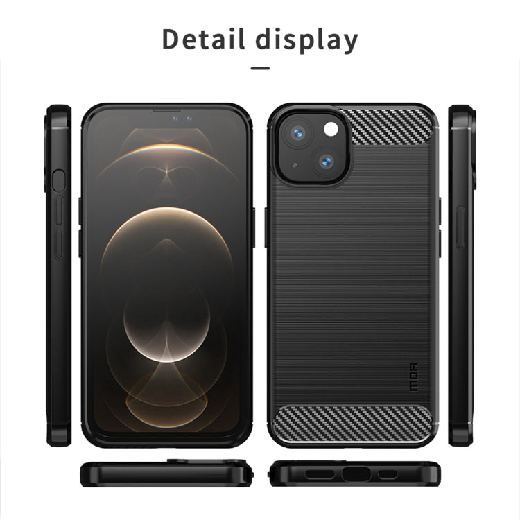 For iPhone 13 mini MOFI Gentleness Series Brushed Texture Carbon Fiber Soft TPU Case  (Black) - iPhone 13 mini Cases by MOFI | Online Shopping UK | buy2fix