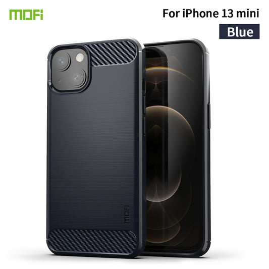 For iPhone 13 mini MOFI Gentleness Series Brushed Texture Carbon Fiber Soft TPU Case  (Blue) - iPhone 13 mini Cases by MOFI | Online Shopping UK | buy2fix