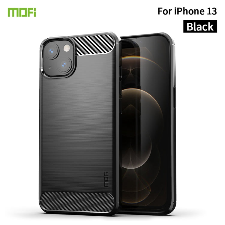 For iPhone 13 MOFI Gentleness Series Brushed Texture Carbon Fiber Soft TPU Case (Black) - iPhone 13 Cases by MOFI | Online Shopping UK | buy2fix