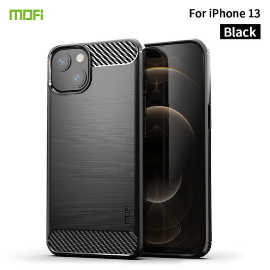 For iPhone 13 MOFI Gentleness Series Brushed Texture Carbon Fiber Soft TPU Case (Black) - iPhone 13 Cases by MOFI | Online Shopping UK | buy2fix