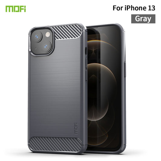 For iPhone 13 MOFI Gentleness Series Brushed Texture Carbon Fiber Soft TPU Case (Gray) - iPhone 13 Cases by MOFI | Online Shopping UK | buy2fix