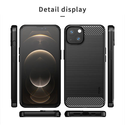 For iPhone 13 MOFI Gentleness Series Brushed Texture Carbon Fiber Soft TPU Case (Gray) - iPhone 13 Cases by MOFI | Online Shopping UK | buy2fix