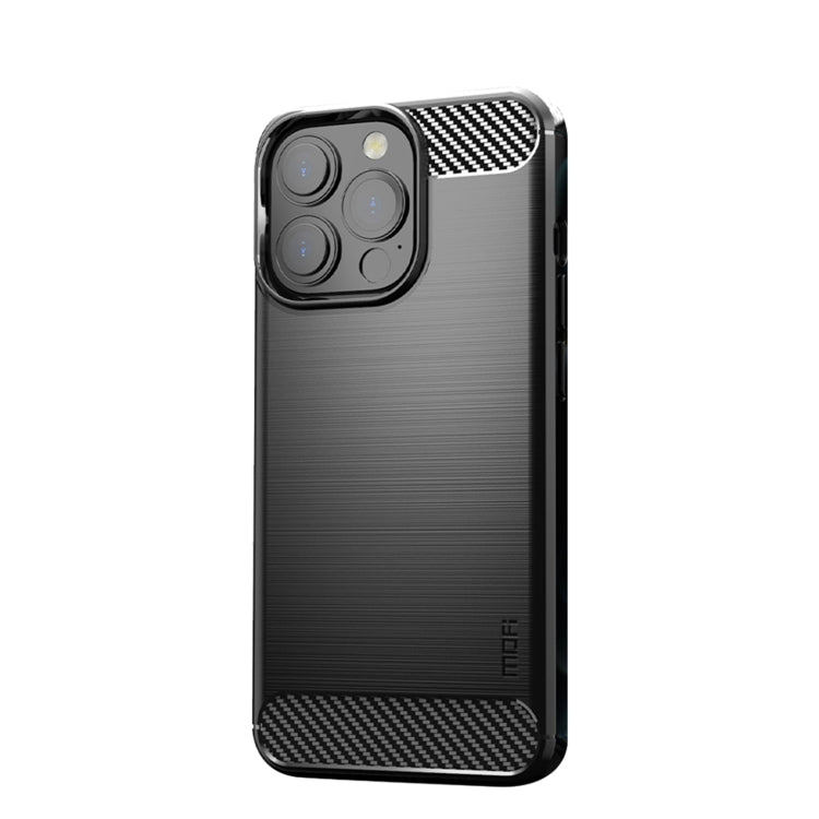 For iPhone 13 Pro MOFI Gentleness Series Brushed Texture Carbon Fiber Soft TPU Case  (Black) - iPhone 13 Pro Cases by MOFI | Online Shopping UK | buy2fix
