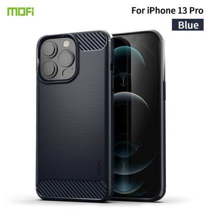 For iPhone 13 Pro MOFI Gentleness Series Brushed Texture Carbon Fiber Soft TPU Case  (Blue) - iPhone 13 Pro Cases by MOFI | Online Shopping UK | buy2fix