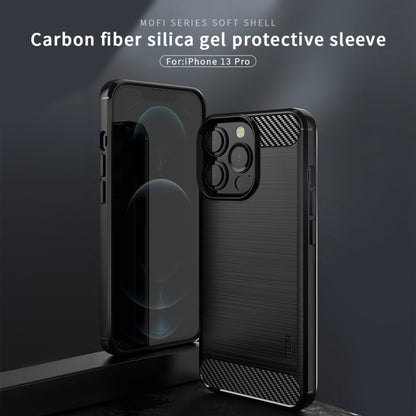 For iPhone 13 Pro MOFI Gentleness Series Brushed Texture Carbon Fiber Soft TPU Case  (Blue) - iPhone 13 Pro Cases by MOFI | Online Shopping UK | buy2fix