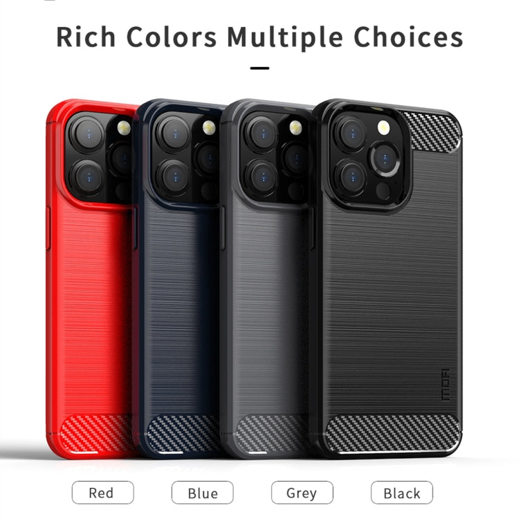 For iPhone 13 Pro MOFI Gentleness Series Brushed Texture Carbon Fiber Soft TPU Case  (Blue) - iPhone 13 Pro Cases by MOFI | Online Shopping UK | buy2fix