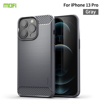 For iPhone 13 Pro MOFI Gentleness Series Brushed Texture Carbon Fiber Soft TPU Case  (Gray) - iPhone 13 Pro Cases by MOFI | Online Shopping UK | buy2fix
