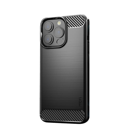 For iPhone 13 Pro Max MOFI Gentleness Series Brushed Texture Carbon Fiber Soft TPU Case  (Black) - iPhone 13 Pro Max Cases by MOFI | Online Shopping UK | buy2fix