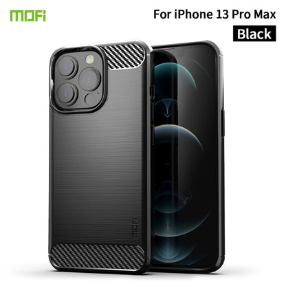 For iPhone 13 Pro Max MOFI Gentleness Series Brushed Texture Carbon Fiber Soft TPU Case  (Black) - iPhone 13 Pro Max Cases by MOFI | Online Shopping UK | buy2fix