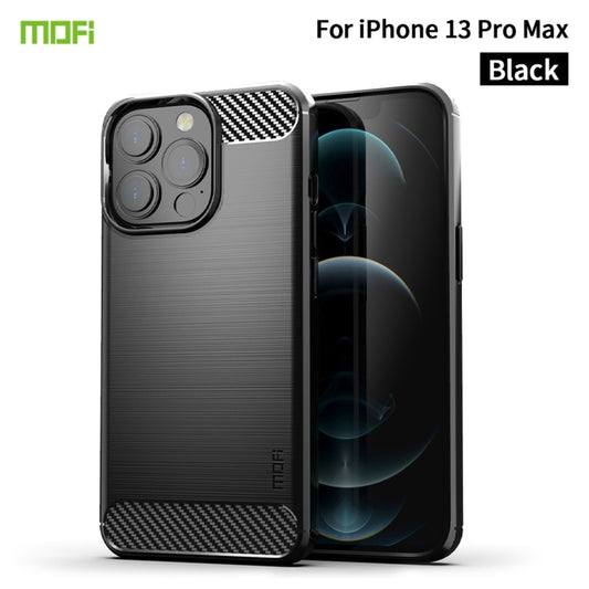 For iPhone 13 Pro Max MOFI Gentleness Series Brushed Texture Carbon Fiber Soft TPU Case  (Black) - iPhone 13 Pro Max Cases by MOFI | Online Shopping UK | buy2fix