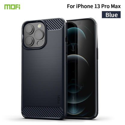 For iPhone 13 Pro Max MOFI Gentleness Series Brushed Texture Carbon Fiber Soft TPU Case  (Blue) - iPhone 13 Pro Max Cases by MOFI | Online Shopping UK | buy2fix