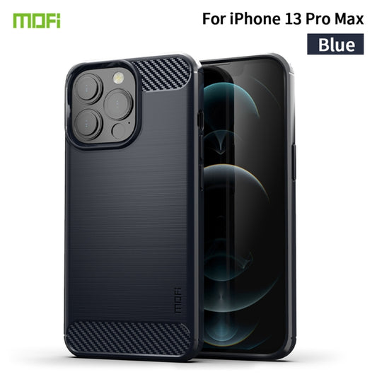 For iPhone 13 Pro Max MOFI Gentleness Series Brushed Texture Carbon Fiber Soft TPU Case  (Blue) - iPhone 13 Pro Max Cases by MOFI | Online Shopping UK | buy2fix