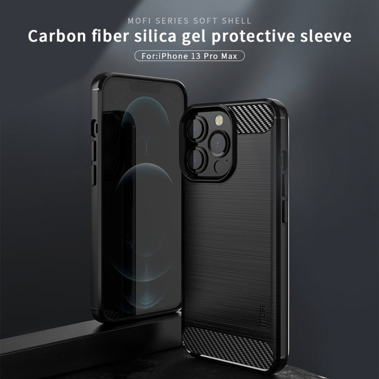 For iPhone 13 Pro Max MOFI Gentleness Series Brushed Texture Carbon Fiber Soft TPU Case  (Blue) - iPhone 13 Pro Max Cases by MOFI | Online Shopping UK | buy2fix