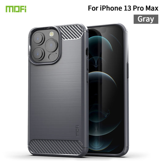 For iPhone 13 Pro Max MOFI Gentleness Series Brushed Texture Carbon Fiber Soft TPU Case  (Gray) - iPhone 13 Pro Max Cases by MOFI | Online Shopping UK | buy2fix