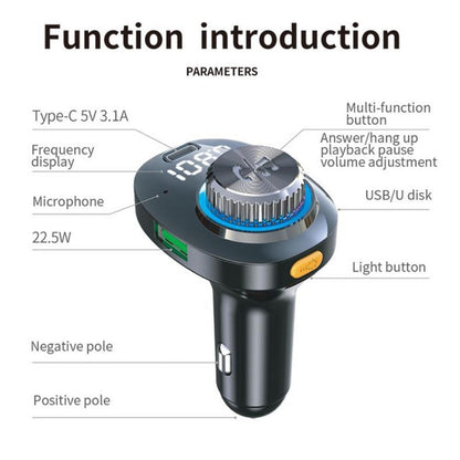 C18 Car Audio Receiver 3.1A Quick Charge USB Device BT 5.0 Color LED Backlight FM Transmitter - Bluetooth Car Kits by buy2fix | Online Shopping UK | buy2fix
