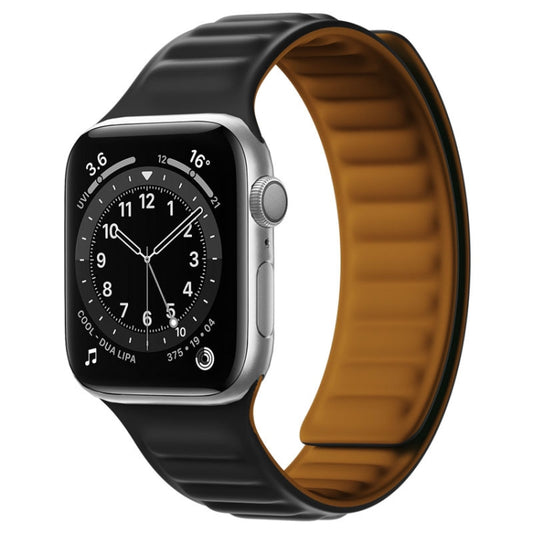 Silicone Magnetic Strap Watch Band For Apple Watch Series 9&8&7 41mm / SE 3&SE 2&6&SE&5&4 40mm / 3&2&1 38mm(Black) - Watch Bands by buy2fix | Online Shopping UK | buy2fix