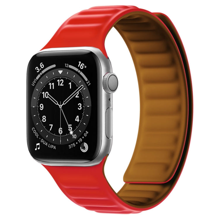 Silicone Magnetic Strap Watch Band For Apple Watch Ultra 49mm&Watch Ultra 2 49mm / Series 9&8&7 45mm / SE 3&SE 2&6&SE&5&4 44mm / 3&2&1 42mm(Red) by buy2fix