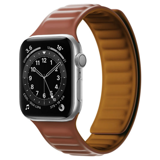 Silicone Magnetic Strap Watch Band For Apple Watch Ultra 49mm&Watch Ultra 2 49mm / Series 9&8&7 45mm / SE 3&SE 2&6&SE&5&4 44mm / 3&2&1 42mm(Brown) by buy2fix