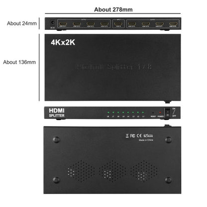 1 x 8 4K x 2K 3840*2160/30HZ HDMI Splitter - Splitter by buy2fix | Online Shopping UK | buy2fix