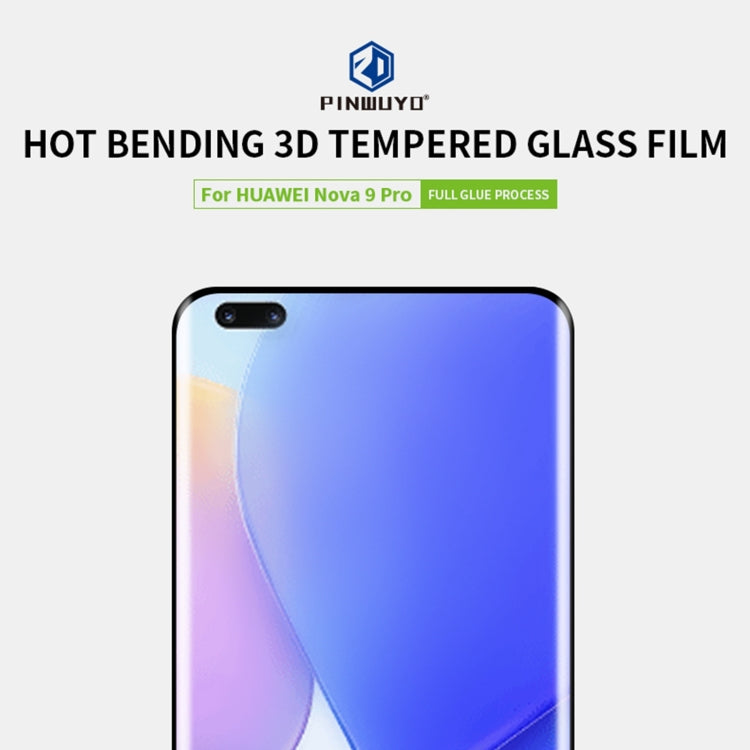 For Huawei nova 9 Pro PINWUYO 9H 3D Hot Bending Tempered Glass Film(Black) - Huawei Tempered Glass by PINWUYO | Online Shopping UK | buy2fix
