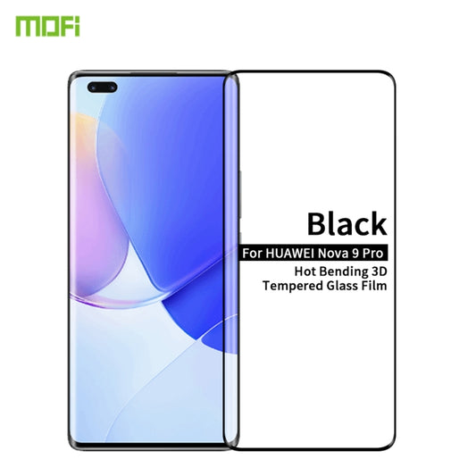 For Huawei nova 9 Pro MOFI 9H 3D Explosion-Proof Hot Bending Full Screen Tempered Glass Film(Black) - Huawei Tempered Glass by MOFI | Online Shopping UK | buy2fix