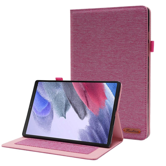 For Samsung Galaxy Tab A8 10.5 2021 Horizontal Flip Fabric PU Leather Tablet Case with Card Slots & Holder(Rose Red) - Other Galaxy Tab PC by buy2fix | Online Shopping UK | buy2fix