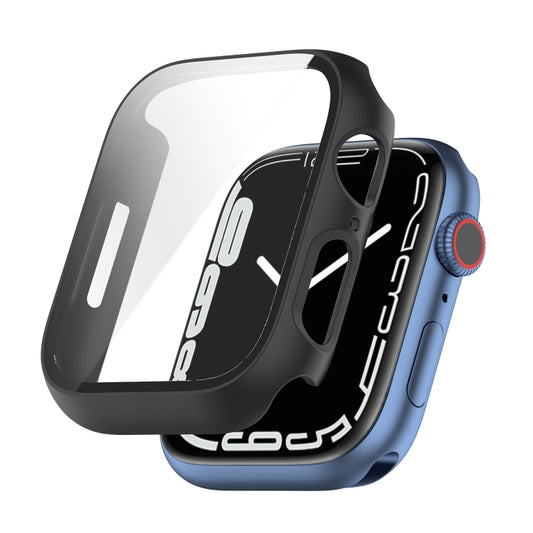 Shockproof PC Protective Case with Tempered Glass Film For Apple Watch Series 9 / 8 / 7 45mm(black) - Watch Cases by buy2fix | Online Shopping UK | buy2fix