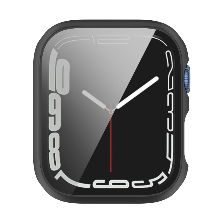 Shockproof PC Protective Case with Tempered Glass Film For Apple Watch Series 9 / 8 / 7 45mm(black) - Watch Cases by buy2fix | Online Shopping UK | buy2fix