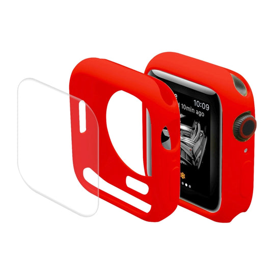 ENKAY Hat-Prince Protective TPU Watch Case + Full Coverage PET Screen Protector Film For Apple Watch Series 9 / 8 / 7 41mm(Red)