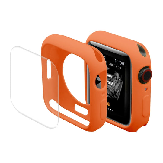ENKAY Hat-Prince Protective TPU Watch Case + Full Coverage PET Screen Protector Film For Apple Watch Series 9 / 8 / 7 45mm(Orange)