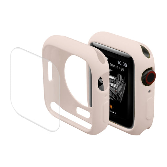 ENKAY Hat-Prince Protective TPU Watch Case + Full Coverage PET Screen Protector Film For Apple Watch Series 9 / 8 / 7 45mm(Pink)