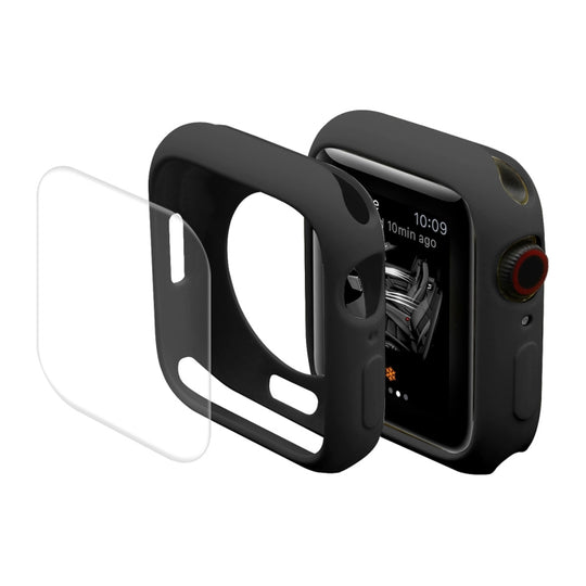 ENKAY Hat-Prince Protective TPU Watch Case + Full Coverage PET Screen Protector Film For Apple Watch Series 9 / 8 / 7 45mm(Black)