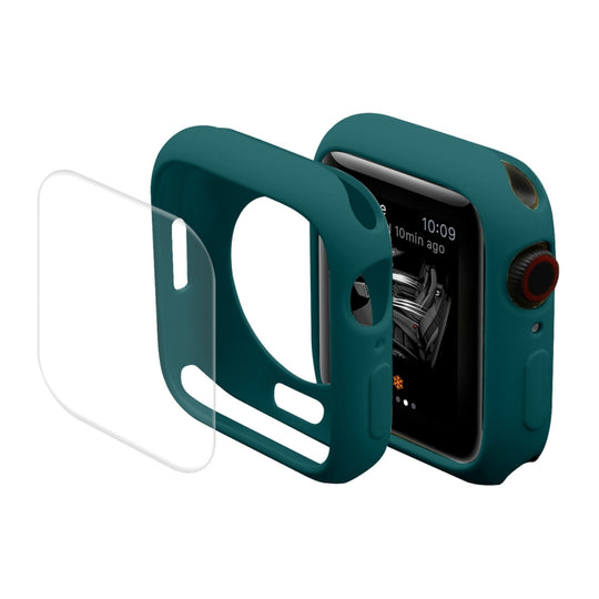 ENKAY Hat-Prince Protective TPU Watch Case + Full Coverage PET Screen Protector Film For Apple Watch Series 9 / 8 / 7 45mm(Dark Green)