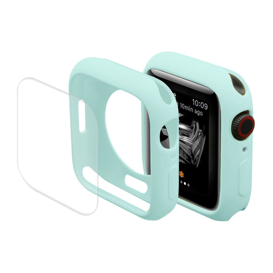 ENKAY Hat-Prince Protective TPU Watch Case + Full Coverage PET Screen Protector Film For Apple Watch Series 9 / 8 / 7 45mm(Light Blue)