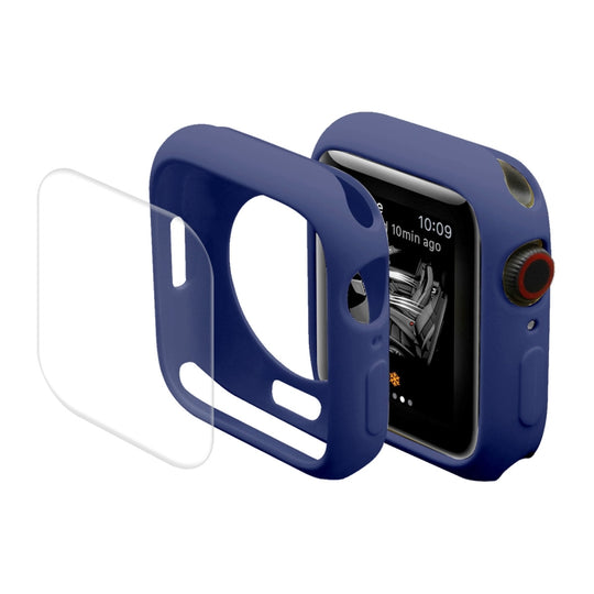 ENKAY Hat-Prince Protective TPU Watch Case + Full Coverage PET Screen Protector Film For Apple Watch Series 9 / 8 / 7 45mm(Dark Blue)