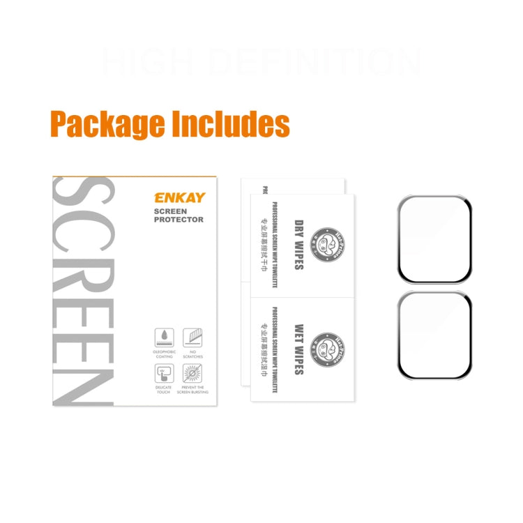 2 PCS ENKAY Hat-Prince 3D Curved Edge Full Coverage Full Tempered Glass HD Screen Protector Film For Apple Watch Series 7 41mm(Black) - Screen Protector by ENKAY | Online Shopping UK | buy2fix