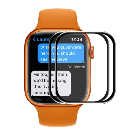 2 PCS ENKAY Hat-Prince 3D Curved Edge Full Coverage Full Tempered Glass HD Screen Protector Film For Apple Watch Series 7 45mm(Black) - Screen Protector by ENKAY | Online Shopping UK | buy2fix
