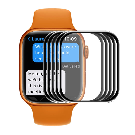 5pcs ENKAY Hat-Prince 3D Curved Edge Full Coverage Full Tempered Glass HD Screen Protector Film For Apple Watch Series 9 / 8 / 7 45mm(Black)