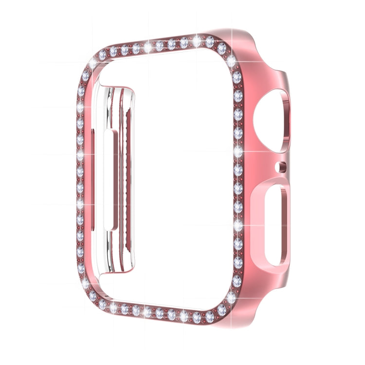 ENKAY Hat-Prince Electroplate PC Diamond Watch Case + Full Coverage Curved PET Screen Protector Film For Apple Watch Series 8 / 7 45mm(Pink) - Watch Cases by ENKAY | Online Shopping UK | buy2fix