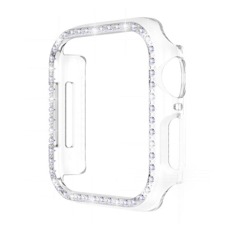 ENKAY Hat-Prince Electroplate PC Diamond Watch Case + Full Coverage Curved PET Screen Protector Film For Apple Watch Series 8 / 7 45mm(Transparent) - Watch Cases by ENKAY | Online Shopping UK | buy2fix