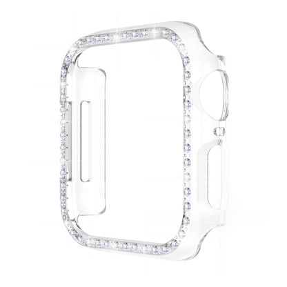 ENKAY Hat-Prince Electroplate PC Diamond Watch Case + Full Coverage Curved PET Screen Protector Film For Apple Watch Series 8 / 7 45mm(Transparent) - Watch Cases by ENKAY | Online Shopping UK | buy2fix