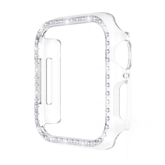 ENKAY Hat-Prince Electroplate PC Diamond Watch Case + Full Coverage Curved PET Screen Protector Film For Apple Watch Series 8 / 7 45mm(Transparent) - Watch Cases by ENKAY | Online Shopping UK | buy2fix