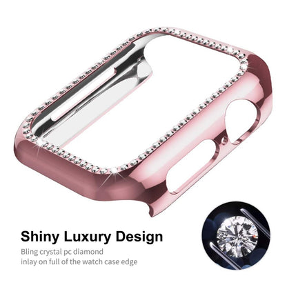 ENKAY Hat-Prince Electroplate PC Diamond Watch Case + Full Coverage Curved PET Screen Protector Film For Apple Watch Series 8 / 7 45mm(Black) - Watch Cases by ENKAY | Online Shopping UK | buy2fix