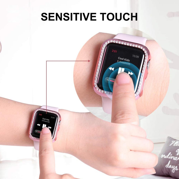 ENKAY Hat-Prince Electroplate PC Diamond Watch Case + Full Coverage Curved PET Screen Protector Film For Apple Watch Series 8 / 7 45mm(Silver) - Watch Cases by ENKAY | Online Shopping UK | buy2fix