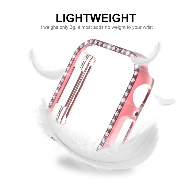 ENKAY Hat-Prince Electroplate PC Diamond Watch Case + Full Coverage Curved PET Screen Protector Film For Apple Watch Series 8 / 7 45mm(Pink) - Watch Cases by ENKAY | Online Shopping UK | buy2fix