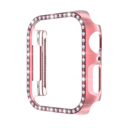 ENKAY Hat-Prince Electroplate PC Diamond Watch Case + Full Coverage Curved PET Screen Protector Film For Apple Watch Series 8 / 7 41mm(Pink) - Watch Cases by ENKAY | Online Shopping UK | buy2fix
