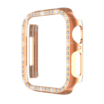 ENKAY Hat-Prince Electroplate PC Diamond Watch Case + Full Coverage Curved PET Screen Protector Film For Apple Watch Series 8 / 7 41mm(Rose Gold) - Watch Cases by ENKAY | Online Shopping UK | buy2fix